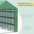 Outsunny Walk-in Greenhouse with 4 Tier 24 Shelves, Portable Grow House with Roll-up Zipped Door, 244 x 180 x 210cm, Green - 6