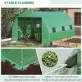 Outsunny Walk-in Polytunnel Greenhouse, Outdoor Garden Tunnel Greenhouse Tent with Zipped Roll-Up Door and 6 Mesh Windows, 4 x 3M - 5