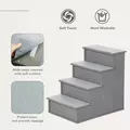 PawHut 4 Step Dog Steps for Bed, Wooden Dog Steps for Sofa, Pet Stairs for Bed Couch with Non-Slip Carpet for Cats and Puppies, 40 x 59 x 54.2 cm, Grey - 4