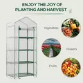 Outsunny 4 Tier Mini Greenhouse, Portable Compact Green House with Steel Frame, PE Cover, Roll-up Door, 70 x 50 x 160 cm, White - 7
