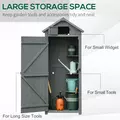 Outsunny Wooden Garden Shed, Utility Outdoor Small Shed with Lockable Double Doors, Shelves and Roof Hatch, Grey - 4