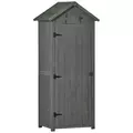 Outsunny Wooden Garden Shed, Utility Outdoor Small Shed with Lockable Double Doors, Shelves and Roof Hatch, Grey - 1