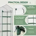 Outsunny 4 Tier Mini Greenhouse, Portable Compact Green House with Steel Frame, PE Cover, Roll-up Door, 70 x 50 x 160 cm, White - 6