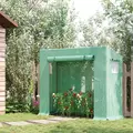 Outsunny Small Walk-in Garden Greenhouse with Steel Frame, Large Roll-up Door and Windows, 200Lx76Wx168Hcm, Green - 2