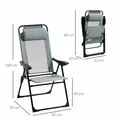 Outsunny Set of 2 Portable Folding Recliner Outdoor Patio Adjustable Backrest, Grey - 3