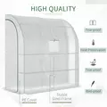 Outsunny Walk-In Lean to Wall Greenhouse with Windows and Doors, Outdoor Green House with 3 Tiers 4 Wired Shelves, 200L x 100W x 215Hcm, White - 4