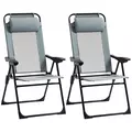 Outsunny Set of 2 Portable Folding Recliner Outdoor Patio Adjustable Backrest, Grey - 2