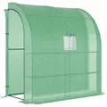 Outsunny Small Lean to Greenhouse 3-Tier with Shelves Outdoor, Green - 1