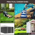 Outsunny 11.3 x 9.2ft Lean to Metal Garden Shed, Outdoor Galvanised Tool Storage House with Double Sliding Doors and 2 Air Vents, Grey - 6
