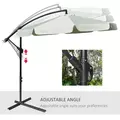 Outsunny 2.7m Garden Banana Parasol Cantilever Umbrella with Crank Handle and Cross Base for Outdoor, Hanging Sun Shade, Cream White - 5