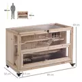 PawHut Wooden Hamster Cage, Mice Rodent Small Animals Kit Hutch, 3 Tiers Exercise Play House, with Wheels, Bottom Tray, 99 x 50 x 69 cm, Natural Wood - 3