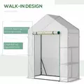 Outsunny Walk In Greenhouse with 2 Tier Shelf, Portable Gardening Plant Grow House Tomato Greenhouse with Roll up Zip Panel Door, Reinforced PE Cover, 143 x 73 x 195cm, Green - 5