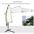 Outsunny 2.7m Garden Banana Parasol Cantilever Umbrella with Crank Handle and Cross Base for Outdoor, Hanging Sun Shade, Cream White - 4