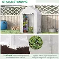 Outsunny Walk In Greenhouse with 2 Tier Shelf, Portable Gardening Plant Grow House Tomato Greenhouse with Roll up Zip Panel Door, Reinforced PE Cover, 143 x 73 x 195cm, Green - 6