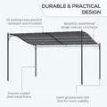 Outsunny 4 x 3 Meters Canopy Metal Wall Gazebo Awning Garden Marquee Shelter Door Porch - Grey - 5