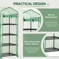 Outsunny 4 Tier Mini Greenhouse, Portable Compact Green House with Steel Frame, PE Cover, Roll-up Door, 70 x 50 x 160 cm, Green - 6
