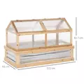 Outsunny Raised Garden Bed with Greenhouse Top, Garden Wooden Cold Frame Greenhouse Flower Planter Protection with 2 Independent Roofs, 122x 61 x 82cm, Natural - 3