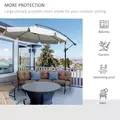 Outsunny 2.7m Garden Banana Parasol Cantilever Umbrella with Crank Handle and Cross Base for Outdoor, Hanging Sun Shade, Cream White - 7