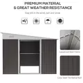 Outsunny 11.3 x 9.2ft Lean to Metal Garden Shed, Outdoor Galvanised Tool Storage House with Double Sliding Doors and 2 Air Vents, Grey - 4