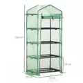 Outsunny 4 Tier Mini Greenhouse, Portable Compact Green House with Steel Frame, PE Cover, Roll-up Door, 70 x 50 x 160 cm, Green - 3