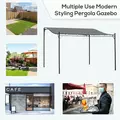 Outsunny 4 x 3 Meters Canopy Metal Wall Gazebo Awning Garden Marquee Shelter Door Porch - Grey - 6