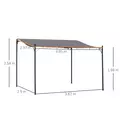 Outsunny 4 x 3 Meters Canopy Metal Wall Gazebo Awning Garden Marquee Shelter Door Porch - Grey - 3
