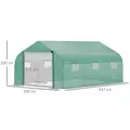 Outsunny Walk-in Polytunnel Garden Greenhouse, Outdoor Mesh Door Greenhouse with PE Cover and 6 Windows, 4.5 x 3 x 2m, Green - 3