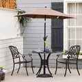 Outsunny 78 cm Round Garden Dining Table with Parasol Hole Antique Cast Aluminium Outdoor Table Only, Black - 7