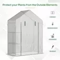 Outsunny Walk In Greenhouse with 2 Tier Shelf, Portable Gardening Plant Grow House Tomato Greenhouse with Roll up Zip Panel Door, Reinforced PE Cover, 143 x 73 x 195cm, Green - 4