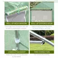 Outsunny Walk-in Polytunnel Garden Greenhouse, Outdoor Mesh Door Greenhouse with PE Cover and 6 Windows, 4.5 x 3 x 2m, Green - 6