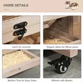 PawHut Wooden Hamster Cage, Mice Rodent Small Animals Kit Hutch, 3 Tiers Exercise Play House, with Wheels, Bottom Tray, 99 x 50 x 69 cm, Natural Wood - 6