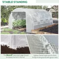 Outsunny 4 x 3 x 2 m Polytunnel Greenhouse with Roll-up Side Walls, Walk-in Grow House Tent with Steel Frame, Reinforced Cover, Zipped Door and 12 Mesh Windows for Garden, White - 6