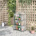 Outsunny 3 Tier Mini Greenhouse Portable Garden Grow House with Roll Up Door and Wire Shelves, 69L x 49W x 125H cm, Clear - 2