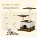 PawHut Cat Tree Tower for Indoor Cats Kitten House Scratching Posts with Condo Perch Interactive Mouse Toy, 45 x 33 x 70 cm, Brown - 4
