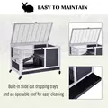 PawHut Rabbits Indoor Fir Wood Lift-Top Hutch Guinea Pigs Hutches-Grey and White - 6
