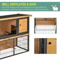 PawHut Wood-metal Guinea Pigs Hutches Elevated Pet House Outdoor 89.5 x 45 x 81cm - 5