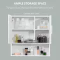 kleankin Bathroom Mirror Cabinet, Wall Mounted Storage Cupboard Organizer with Double Doors and Adjustable Shelf, White - 5