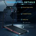 HOMCOM 750W Folding Treadmill, 1-14km/h Electric Running Machine w/ Wheels, Safety Button, LED Monitor, Phone Holder for Home Office Jogging Fitness Exercise Workout - 5