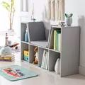 HOMCOM Kids Bookcase Shelf Storage Cabinet Unit, Living Room Sideboard w/ Six Compartments for Toys, Books - Grey - 7