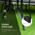 Outsunny 106cm Round Garden Dining Table with Parasol Hole Tempered Glass Top Steel Frame - 6