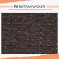 Outsunny 5 Pieces PE Rattan Garden Furniture Set with 10cm Thick Padded Cushions, Wicker Weave Outdoor Seating Chairs with 2 Armchairs, 2 Stools, Glass Top Table, Brown - 5
