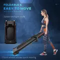 HOMCOM 750W Folding Treadmill, 1-14km/h Electric Running Machine w/ Wheels, Safety Button, LED Monitor, Phone Holder for Home Office Jogging Fitness Exercise Workout - 4