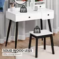 HOMCOM Dressing Table Set with Mirror and Stool, Vanity Makeup Table with 3 Drawers and Open Shelves for Bedroom, Living Room, White - 6