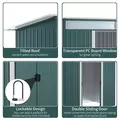 Outsunny 8.5 x 4ft Metal Shed with Lightsky Panels, Garden Storage Tool House with Double Doors for Garden, Patio and Lawn, Green - 4