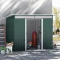 Outsunny 8.5 x 4ft Metal Shed with Lightsky Panels, Garden Storage Tool House with Double Doors for Garden, Patio and Lawn, Green - 2