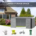 Outsunny 14 x 8ft Outdoor Garden Metal Storage Shed with Lockable Door, Tool Storage Box for Garden, Patio and Lawn, Grey - 4