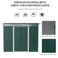 Outsunny 8.5 x 4ft Metal Shed with Lightsky Panels, Garden Storage Tool House with Double Doors for Garden, Patio and Lawn, Green - 6