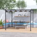 Outsunny 3.5M X 3.5M Metal Pergola Gazebo Awning Retractable Canopy Outdoor Garden Sun Shade Shelter Marquee Party BBQ, Grey - 2
