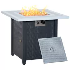 Outsunny 71 x 71cm 40000 BTU Gas Firepit Table - Black/Grey - 1