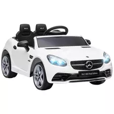 HOMCOM Benz SLC 300  Licensed 12V Kids Electric Ride On, with Music, Remote Control, LED Headlights, Horn, White - 1